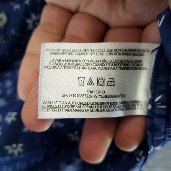 Eddie Bauer Shirt Womens XL Blue Floral Button-Up Short Sleeve Gorpcore - Picture 3 of 9